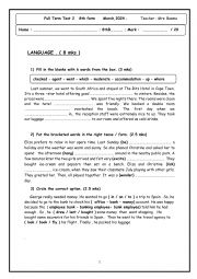 English Worksheet: full term test 2 8th form 