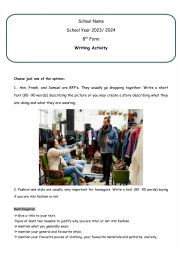 English Worksheet: Clothes and fashion - Writing activity