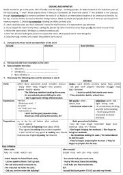 English Worksheet: GERUND AND INFINITIVE