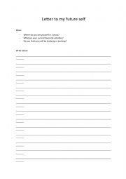 English Worksheet: Letter to my Future self 