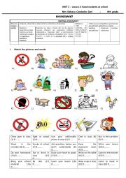 English Worksheet: classroom rules (must - mustn�t)