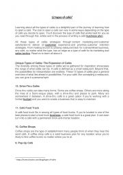 English Worksheet: 12 types of cafes 