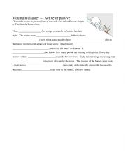 English Worksheet: Mountain Natural Disaster Passive or Active