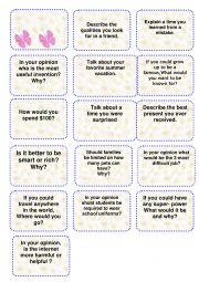 English Worksheet: Speaking cards