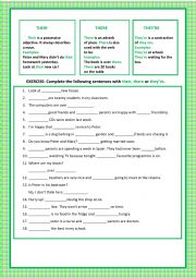 English Worksheet: Their/ There and They�re