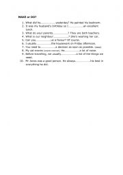 English Worksheet: MAKE or DO