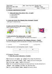 English Worksheet: Mid-Term Test 3 7th form