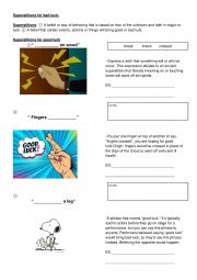 English Worksheet: Popular Western superstitions