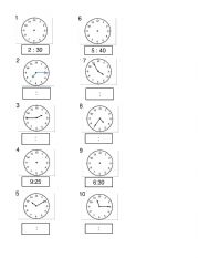 English Worksheet: Telling time