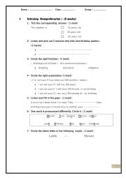 English Worksheet: 8th form mid term test 2 