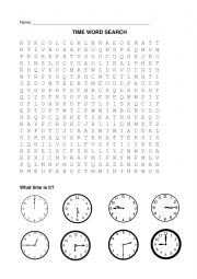English Worksheet: TIME WORD SEARCH