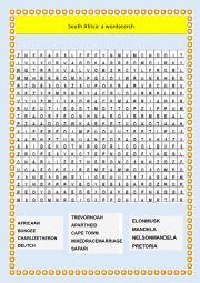 South Africa Wordsearch