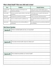 English Worksheet: What is mental health? What every children need to know. Oral Comprehension