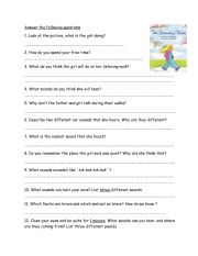 English Worksheet: The Listening Walk Picture Book questions 