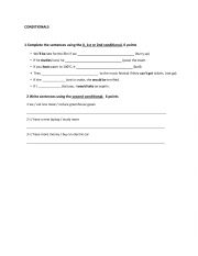 English Worksheet: Conditionals