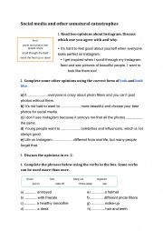 English Worksheet: Social media and other unnatural catastrophes