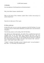English Worksheet: Work on Poe and Gothic