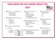 English Worksheet: How much do you know about the USA? QUIZ