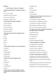 English Worksheet: Test on features of Literary Translation