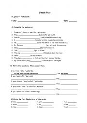 English Worksheet: Simple Past
