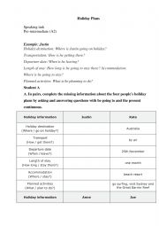 English Worksheet: Holiday Plans