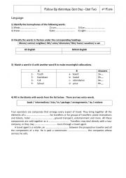 English worksheet: Follw up activities: Language tasks