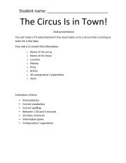 English Worksheet: The circus is in town (comparatives/superlatives)