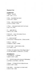 English Worksheet: Placement test
