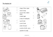 English Worksheet: Shopping list