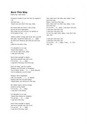 English Worksheet: Born this way - lady gaga song