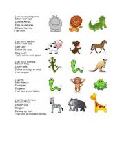 English Worksheet: RIDDLES ABOUT ANIMALS - CAN�T - CAN