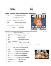 English Worksheet: Revision Present Simple Present Continuous