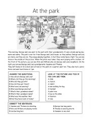 English Worksheet: at the park