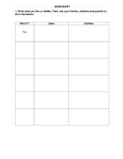 English Worksheet: Favorite food