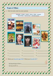 English Worksheet: Types of filmes