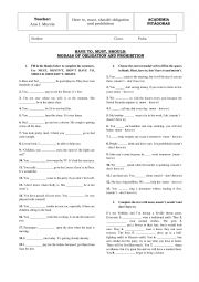 English Worksheet: HAVE TO AND MUST: MODALS