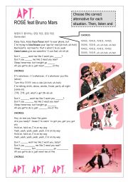 English Worksheet: APT Rose Bruno Mars activity