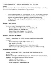 English Worksheet: Animals and their habitats 