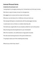English Worksheet: Phrasal Verbs with animals