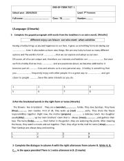 English Worksheet: End of term test 1 7th form