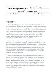 English Worksheet: full comprehensive test 1 8th form