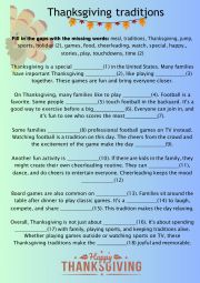 English Worksheet: thanksgiving traitions