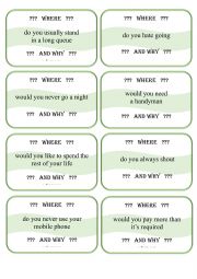 English Worksheet: Conversation cards