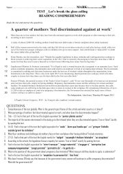 English Worksheet: Gender inequality at work