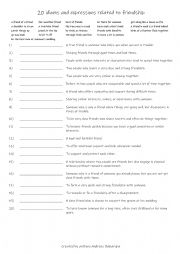English Worksheet: 20 Idioms and expressions related to friendship B2-C1 (1)