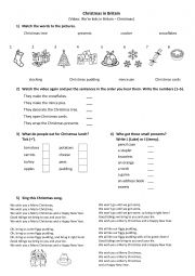 English Worksheet: We�re kids in Britain - Christmas worksheet