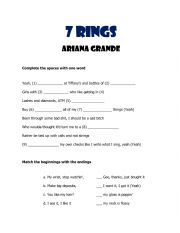 English Worksheet: 7 Rings - Ariana Grande