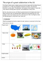 English Worksheet: The 1st Thanksgiving