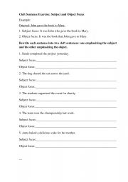 English Worksheet: Cleft it