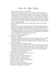 English Worksheet: Cv example 